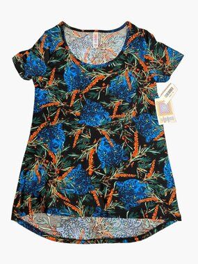 LuLaRoe Classic Tee Womens XS Blue Jaguar Cheetah Print Pullover Top New